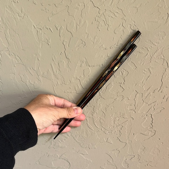 Vintage Japanese‎ Urushi Lacquer Chopsticks with Mother-of-Pearl Inlay - Picture 1 of 4